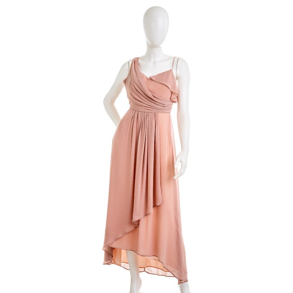 WATTERS & WATTERS Blush Asymmetrical Chiffon Dress